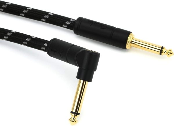 Fender Deluxe Series Cable de Instrumento para Guitarra, 4.5m, Recto/Angulado, Tweed Negro