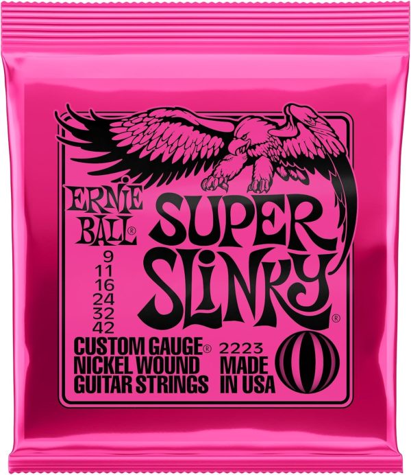 Ernie Ball Super Slinky - Cuerdas para guitarra eléctrica, entorchado de níquel, calibre 9-42