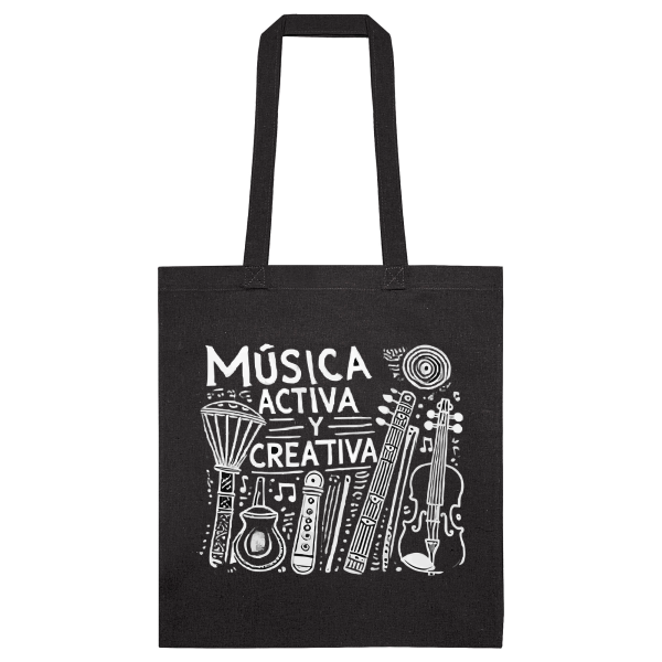 Bolsa de tela para músicos – Diseño exclusivo de Música Activa y Creativa, ideal para libros y accesorios de música.